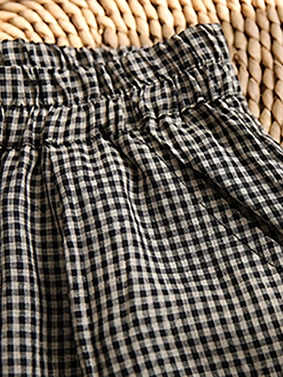 Elizabeth | Chic Plaid Wide Leg Linen Pants