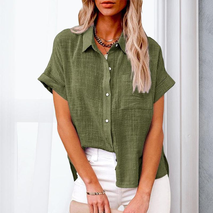 Elizabeth | Cosy Textured Button Up Linen Shirt Blouse