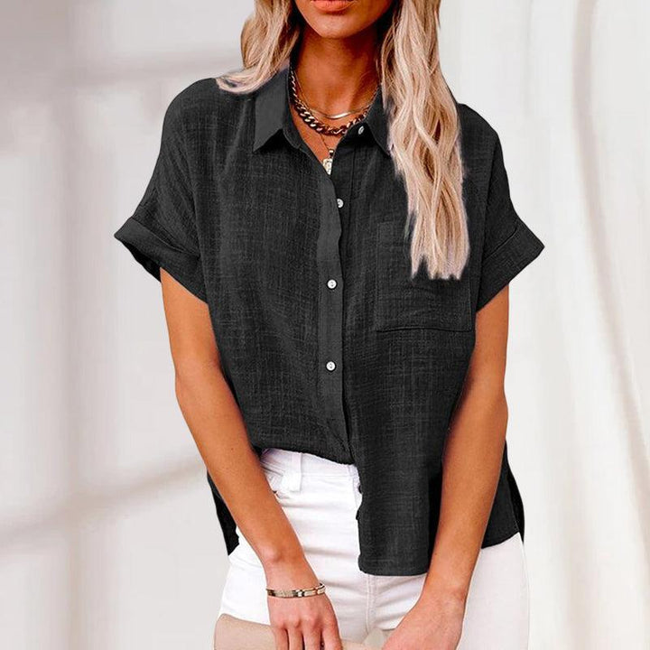 Elizabeth | Cosy Textured Button Up Linen Shirt Blouse