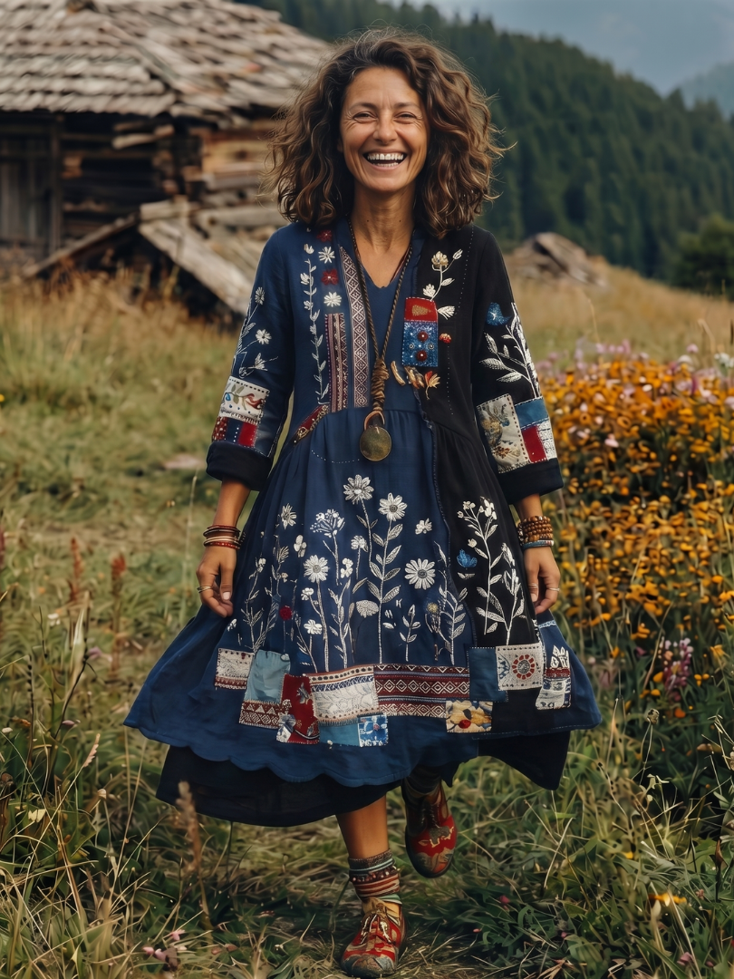 Elizabeth | Polished Embroidered Boho Dress Midi Dress