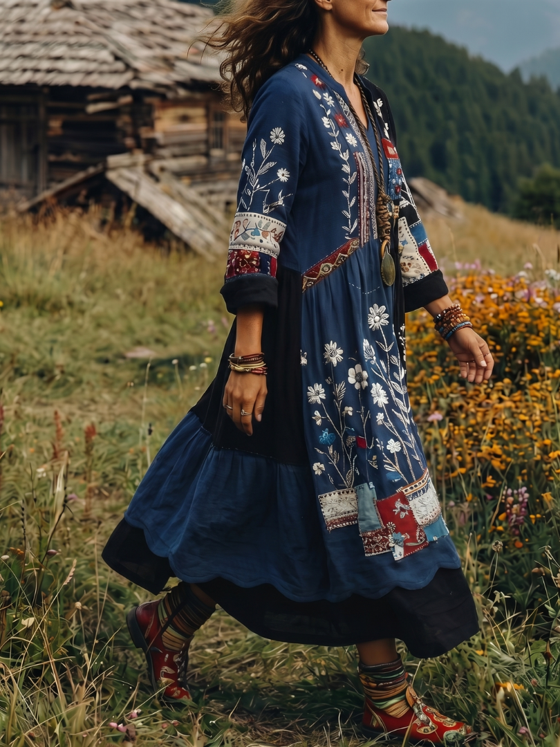 Elizabeth | Polished Embroidered Boho Dress Midi Dress