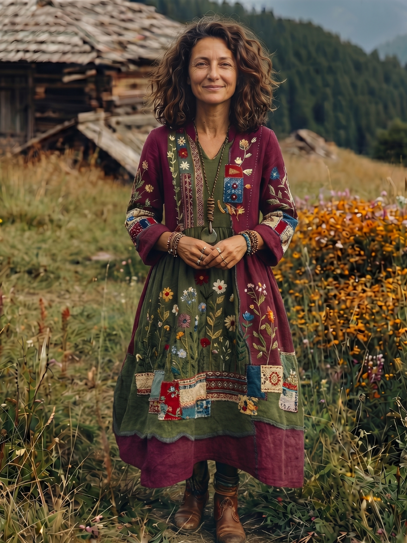 Elizabeth | Polished Embroidered Boho Dress Midi Dress