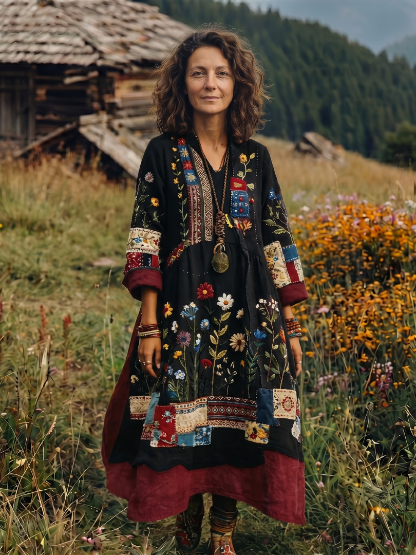 Elizabeth | Polished Embroidered Boho Dress Midi Dress