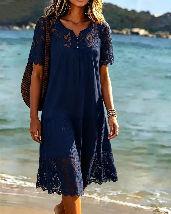Elizabeth | Timeless Lace Trim Midi Summer Dresses