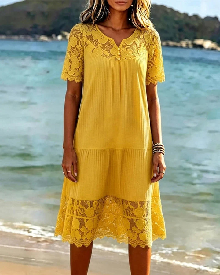 Elizabeth | Timeless Lace Trim Midi Summer Dresses