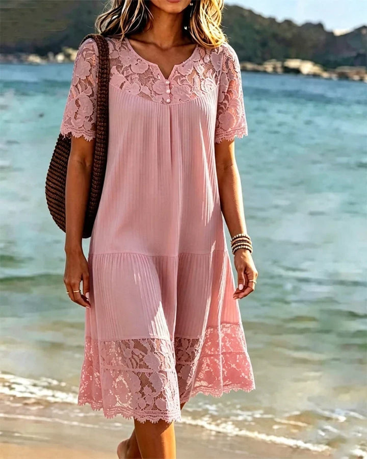 Elizabeth | Timeless Lace Trim Midi Summer Dresses