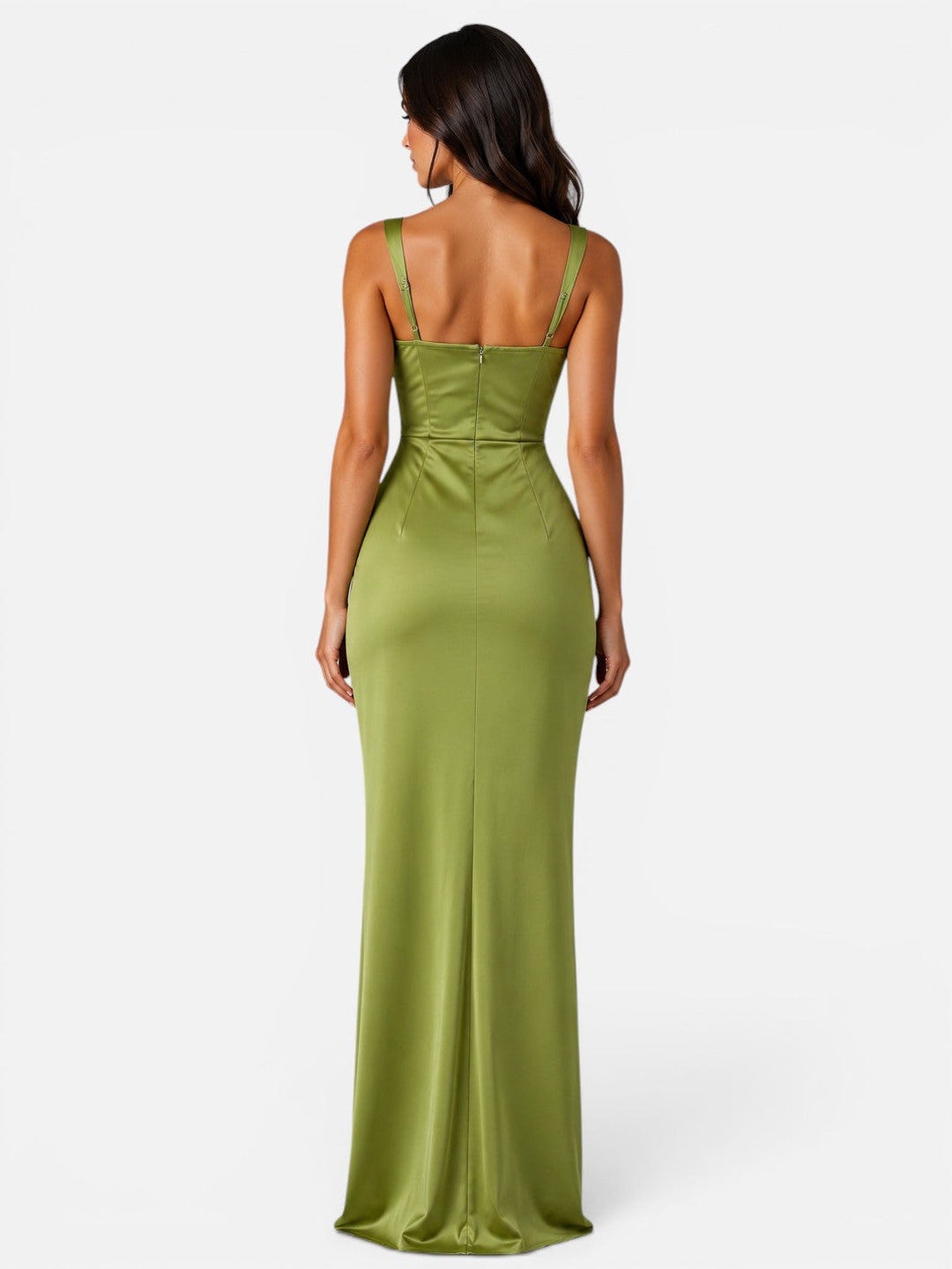 Ella | Stylish Ruched Satin Races Dress Maxi Gown