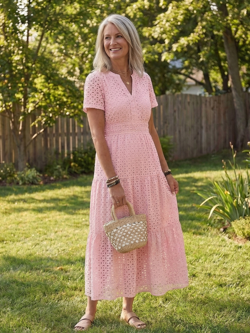 Ellie | Chic Eyelet Tiered Summer Dresses Midi