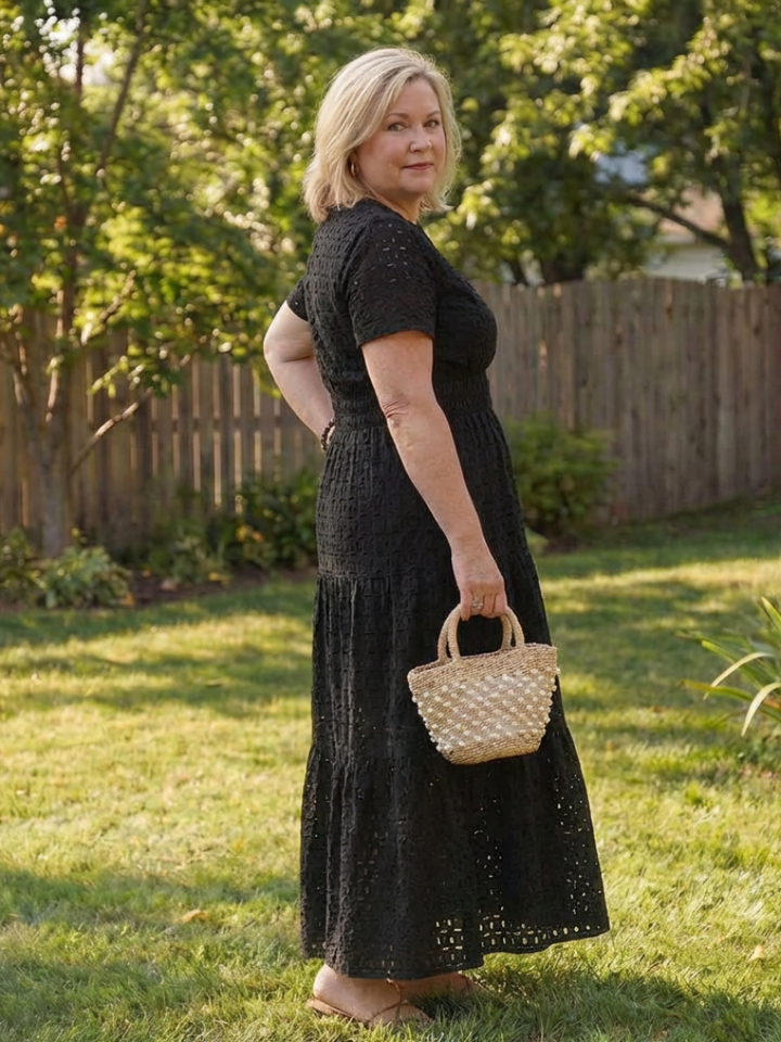 Ellie | Chic Eyelet Tiered Summer Dresses Midi