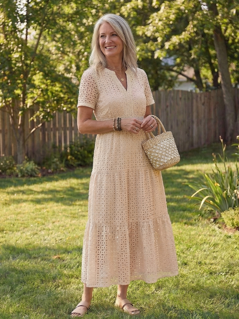 Ellie | Chic Eyelet Tiered Summer Dresses Midi