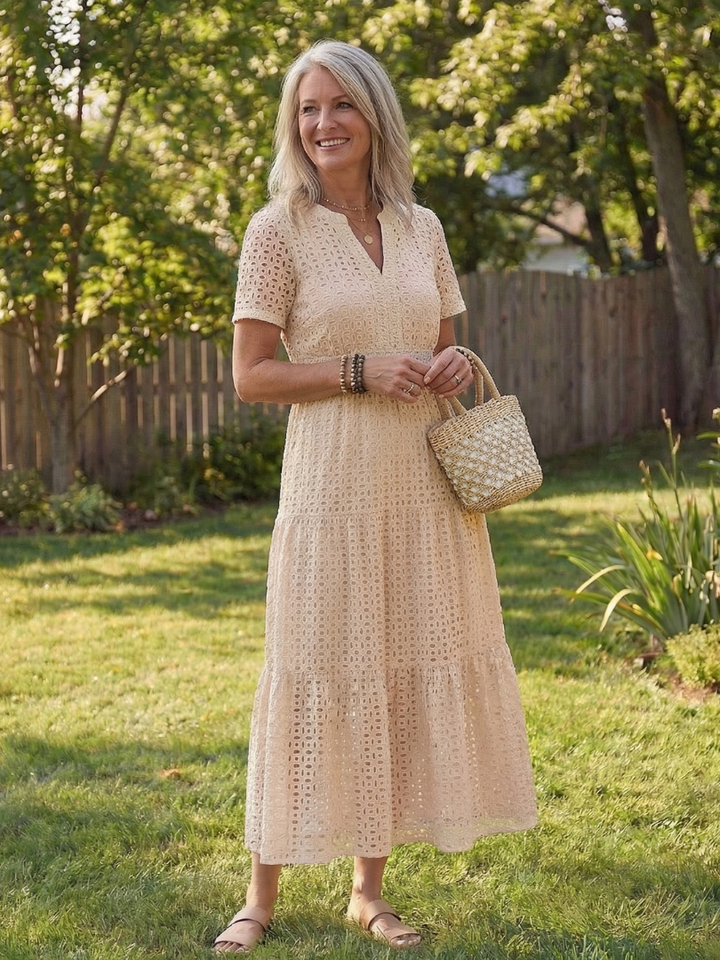 Ellie | Chic Eyelet Tiered Summer Dresses Midi