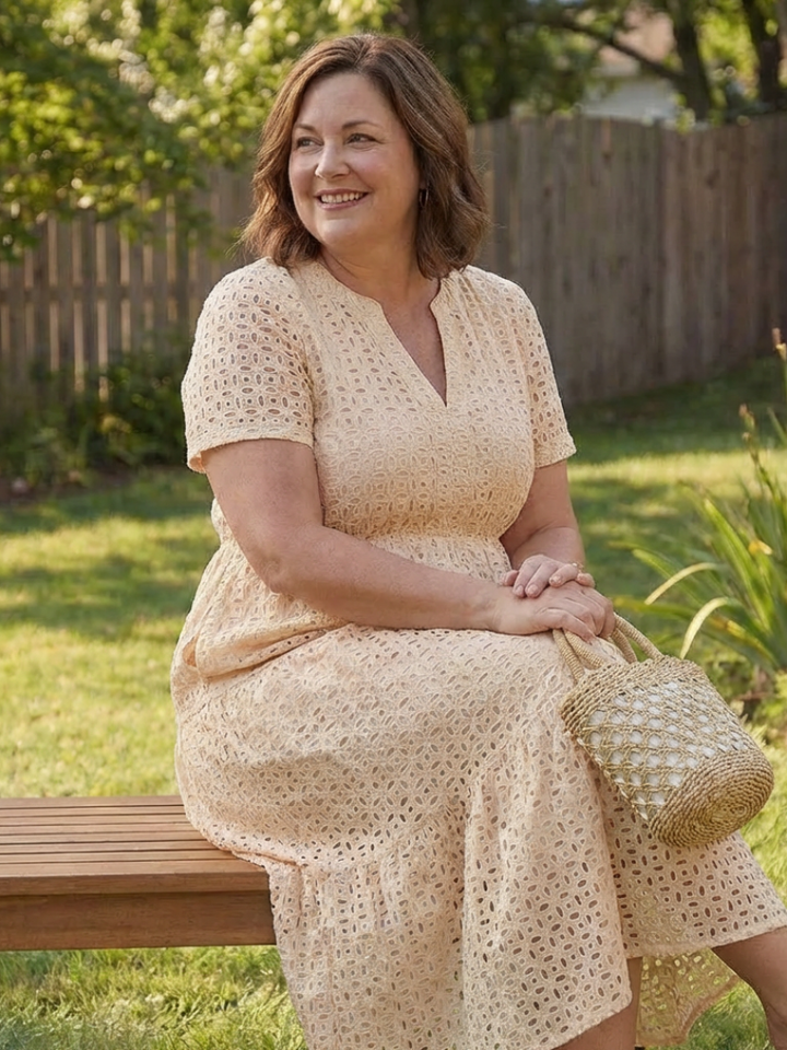 Ellie | Chic Eyelet Tiered Summer Dresses Midi