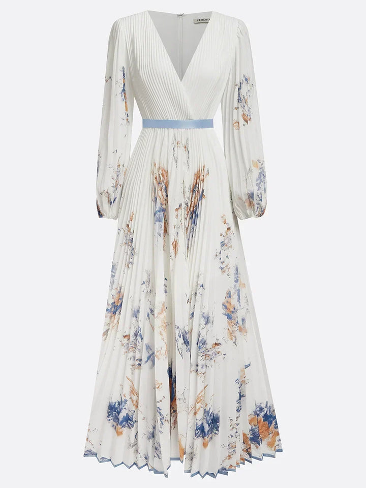 Ellie | Effortless Floral V-Neck Puff Sleeve Race Dress