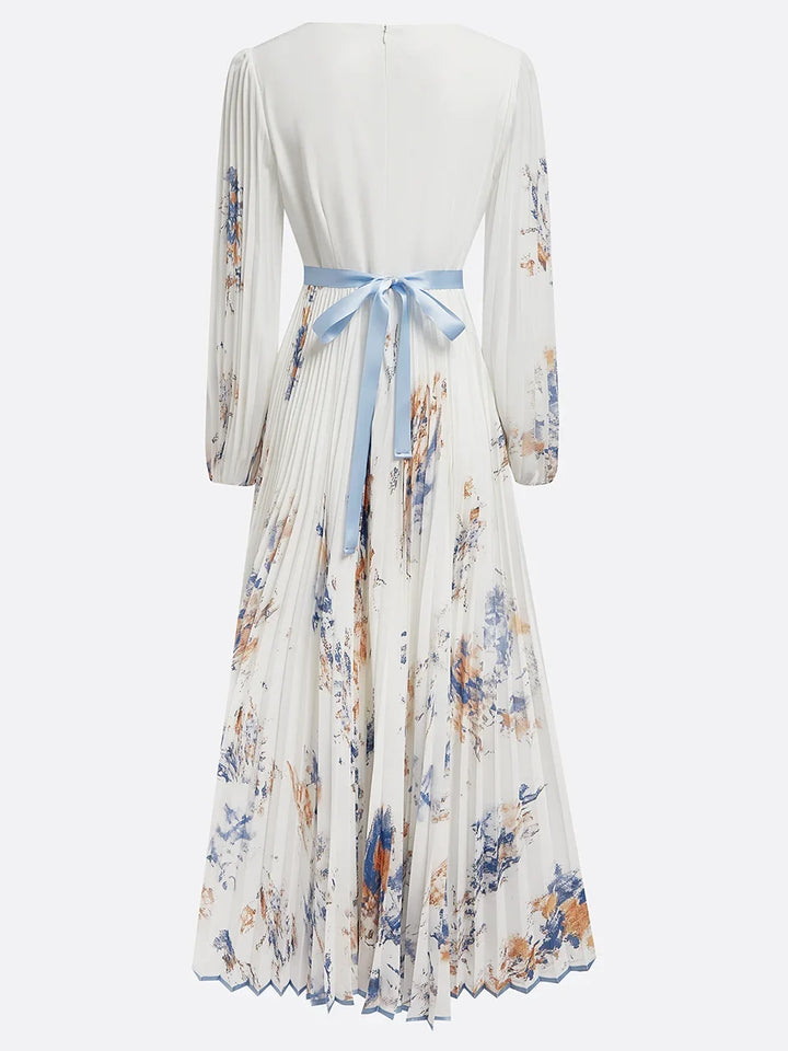 Ellie | Effortless Floral V-Neck Puff Sleeve Race Dress