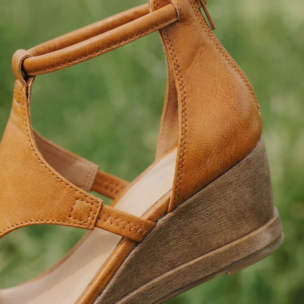 Ellie | Refined Ankle Strap Wedge Sandals with Open Toe