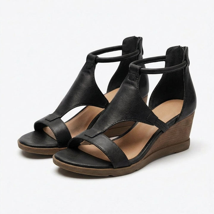 Ellie | Refined Ankle Strap Wedge Sandals with Open Toe