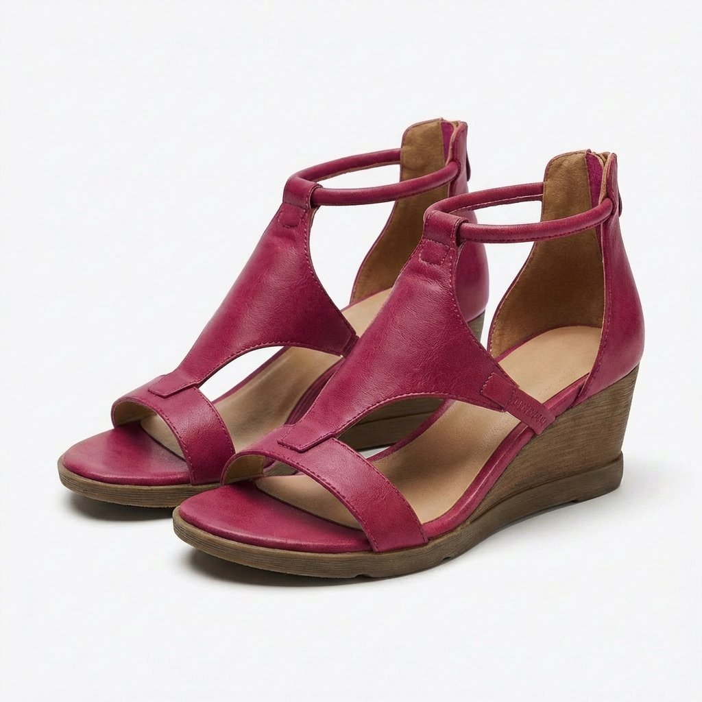 Ellie | Refined Ankle Strap Wedge Sandals with Open Toe
