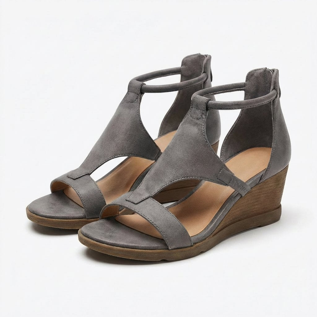 Ellie | Refined Ankle Strap Wedge Sandals with Open Toe