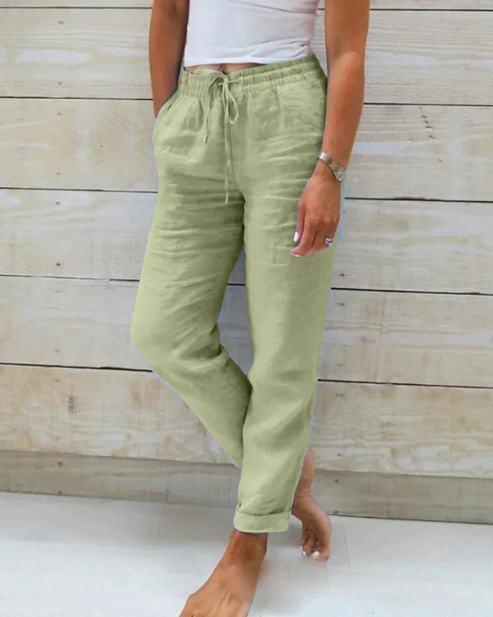 Ellie | Refined Wide Leg Linen Pants with Drawstring Waist
