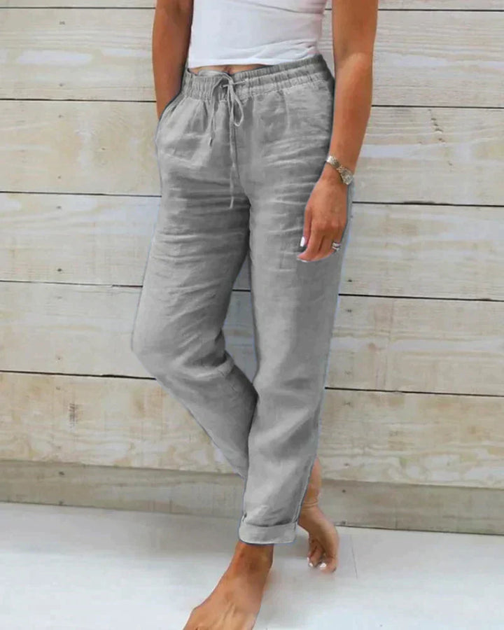 Ellie | Refined Wide Leg Linen Pants with Drawstring Waist