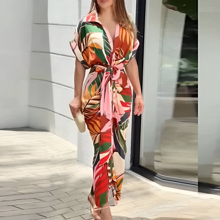 Ellie | Stylish Collared Belted Midi Race Dress