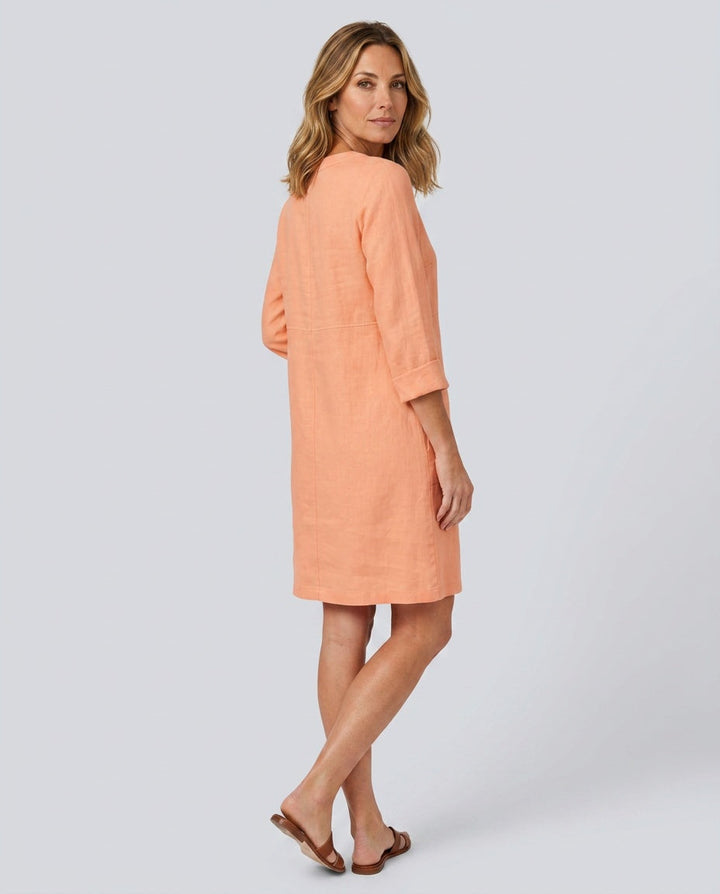 Ellie | Timeless Button-Front Three-Quarter Sleeve Midi Dress