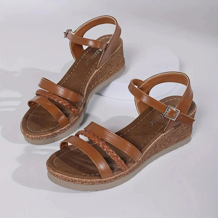 Elodie | Chic Braided Strap Wedge Sandals
