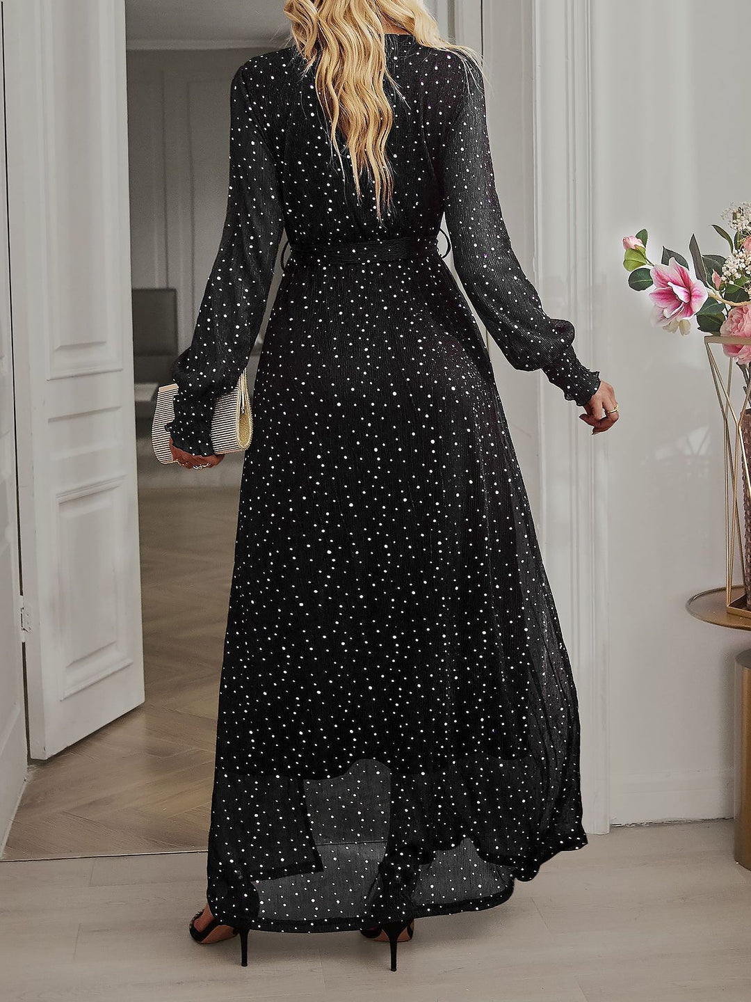 Elodie | Classic Sequin Wrap Race Dress with Side Slit