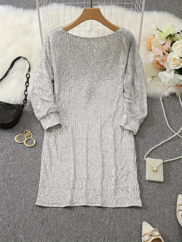 Elodie | Refined Off-Shoulder Sequin Dress with Batwing Sleeves