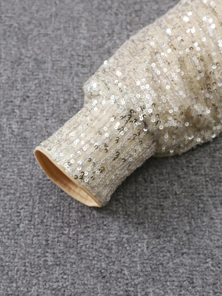 Elodie | Refined Off-Shoulder Sequin Dress with Batwing Sleeves