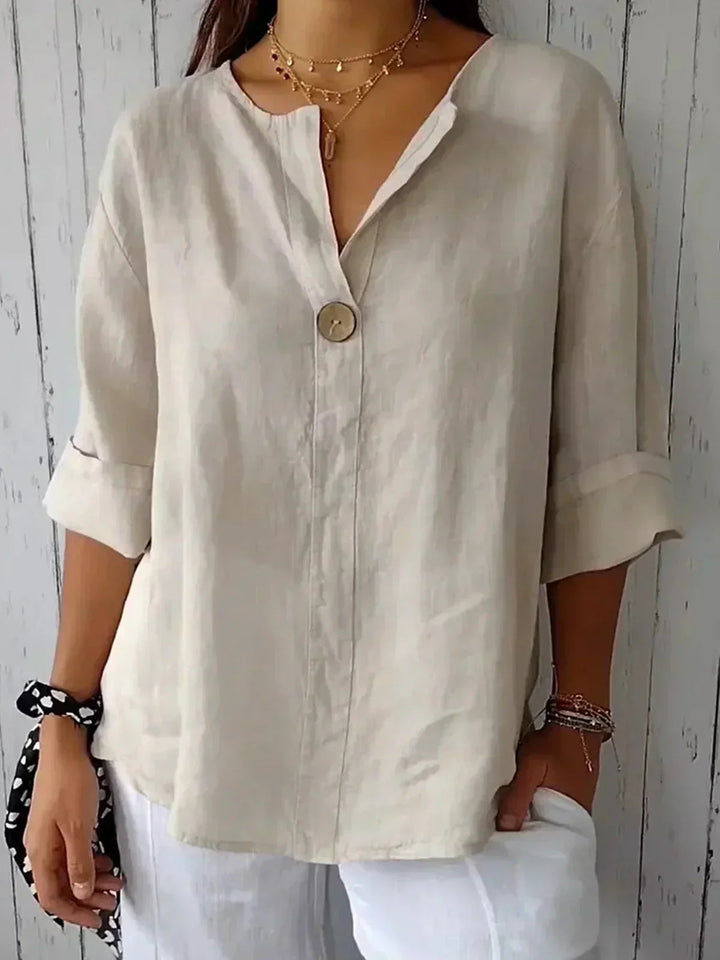 Elodie | Relaxed V-Neck Button Summer Top