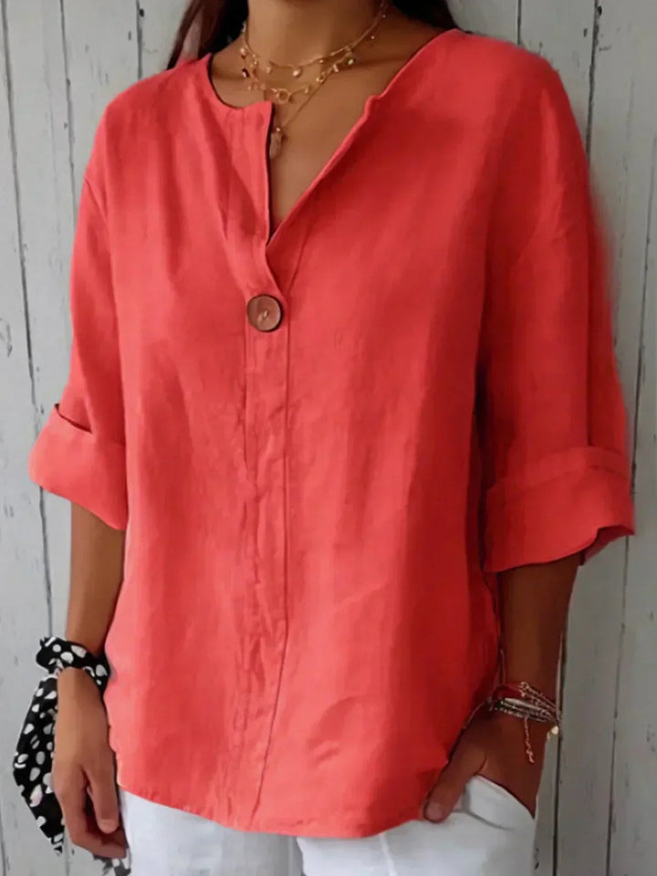 Elodie | Relaxed V-Neck Button Summer Top