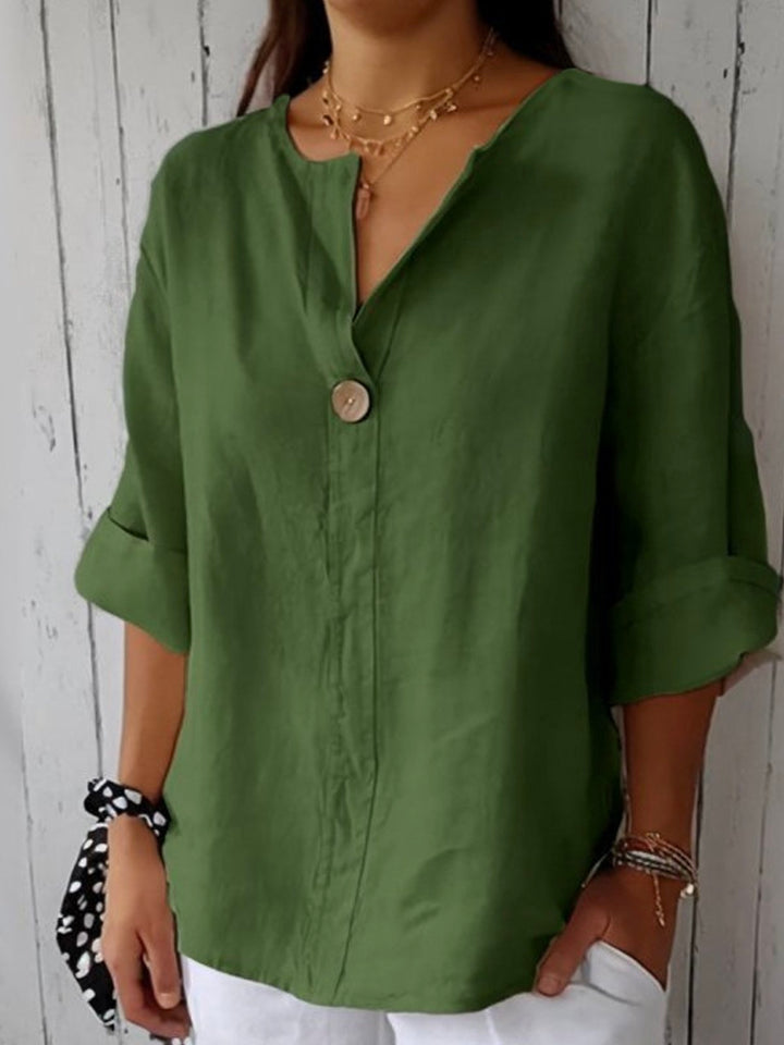 Elodie | Relaxed V-Neck Button Summer Top