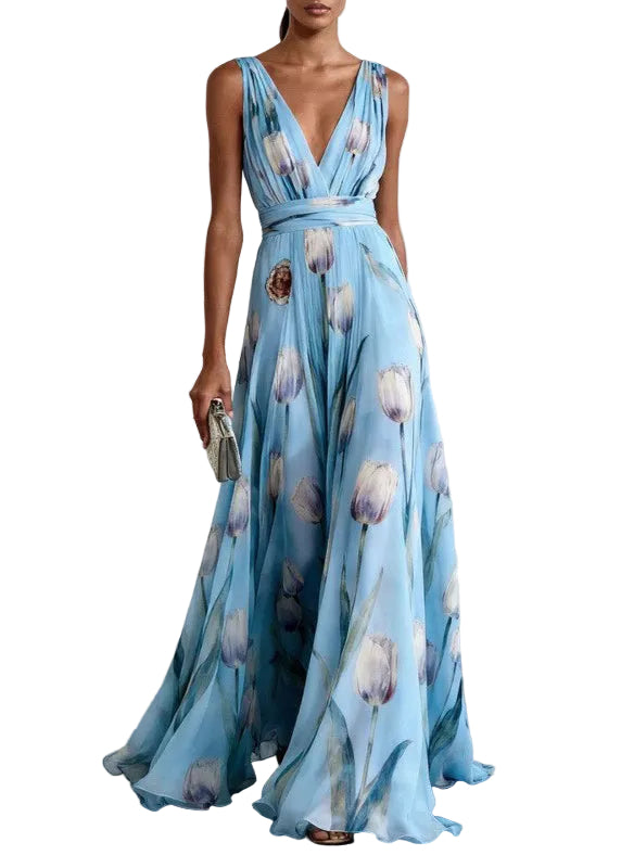 Eloise | Chic Floral Print Races Dress Maxi Gown