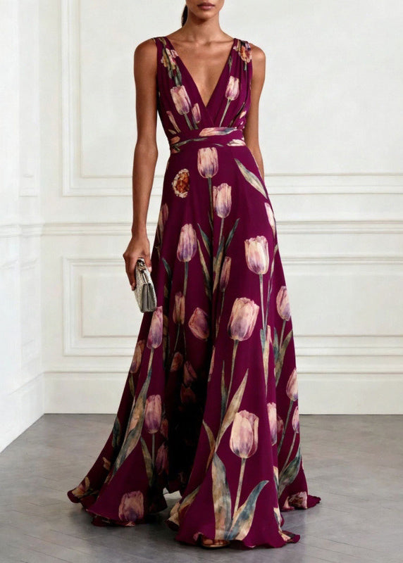 Eloise | Chic Floral Print Races Dress Maxi Gown