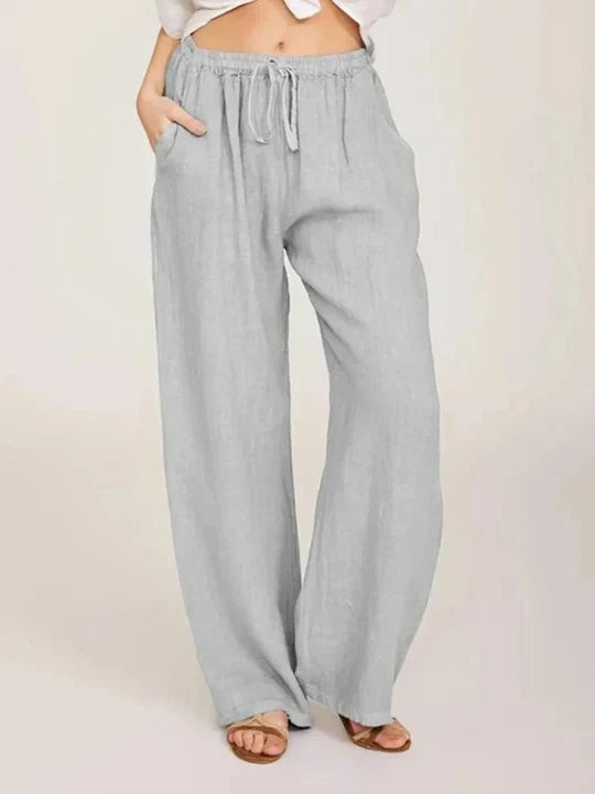 Eloise | Chic Wide Leg Linen Pants with Drawstring Waist