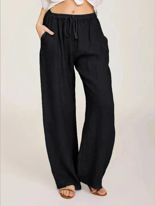 Eloise | Chic Wide Leg Linen Pants with Drawstring Waist