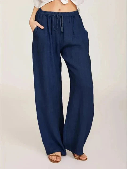 Eloise | Chic Wide Leg Linen Pants with Drawstring Waist