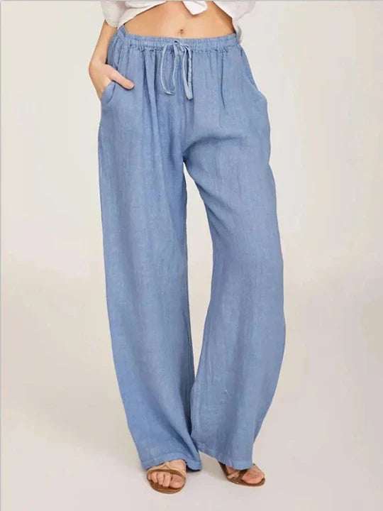 Eloise | Chic Wide Leg Linen Pants with Drawstring Waist