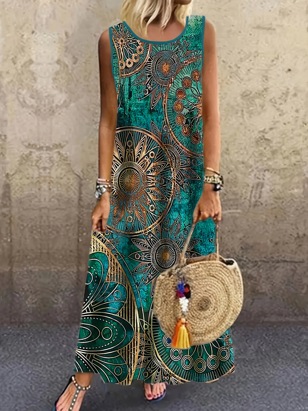 Eloise | Effortless Sleeveless Paisley Maxi Boho Dress