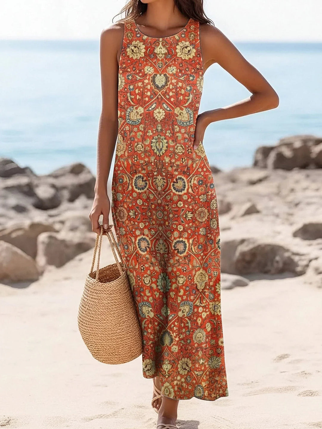 Eloise | Effortless Sleeveless Paisley Maxi Boho Dress