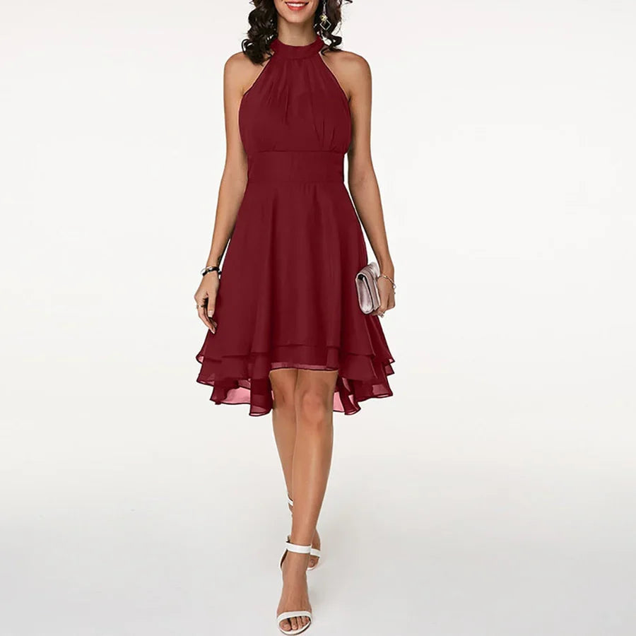 Eloise | Timeless Halter Neck Formal Dress with Ruffle Hem