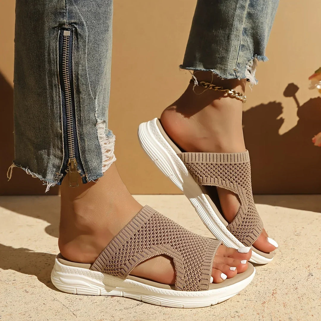Elsie | Classic Open Toe Platform Slip-On Sandals