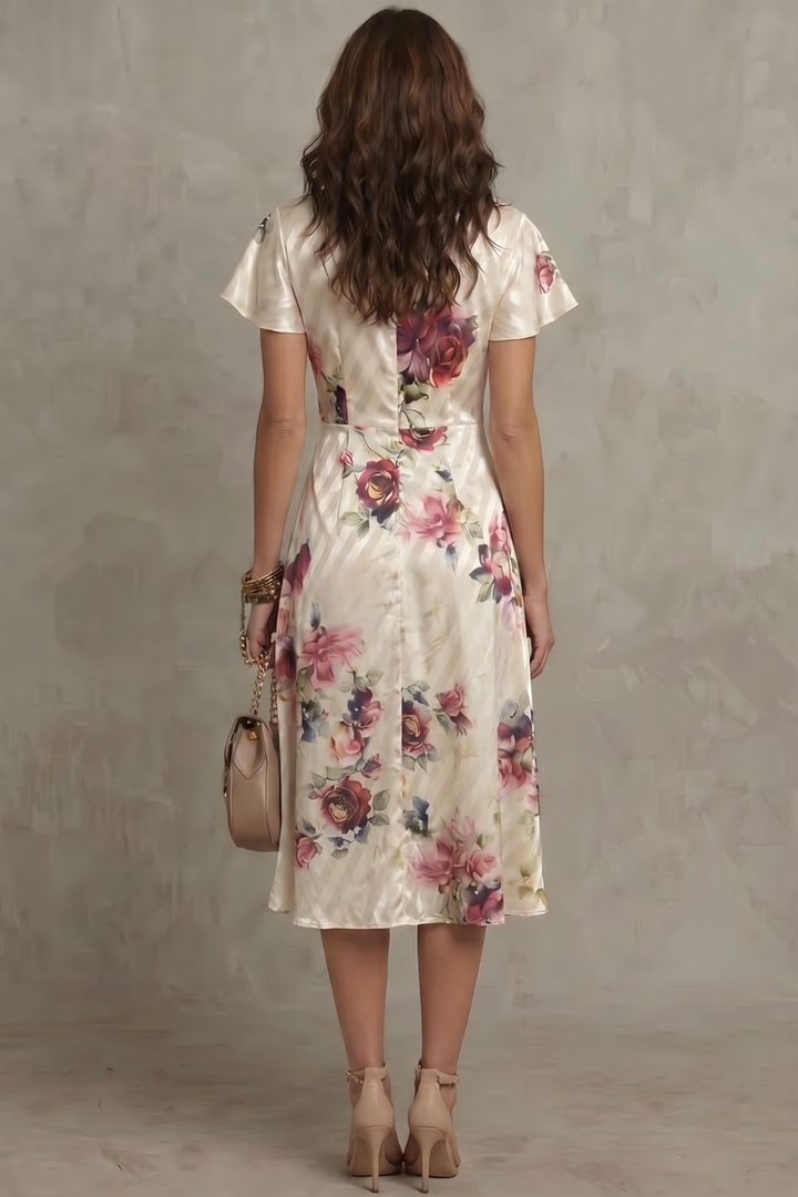 Elsie | Effortless Floral Wrap Cocktail Midi Dress