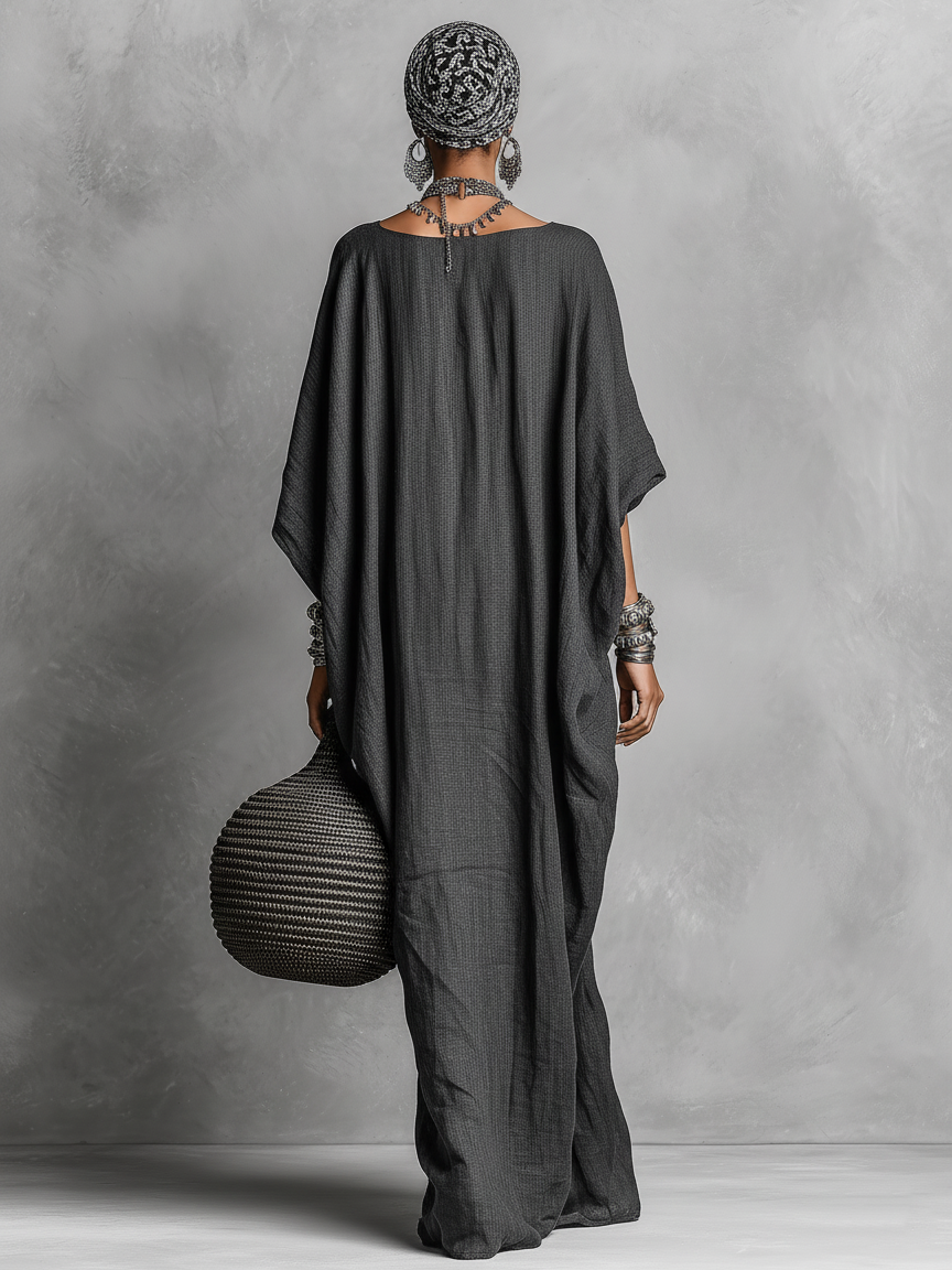 Elsie | Relaxed Batwing Sleeve Maxi Linen Dress Women