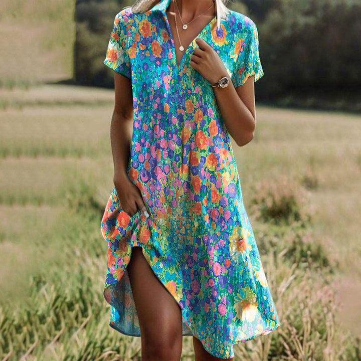 Elsie | Stylish Floral Boho Dress with Side Split Midi