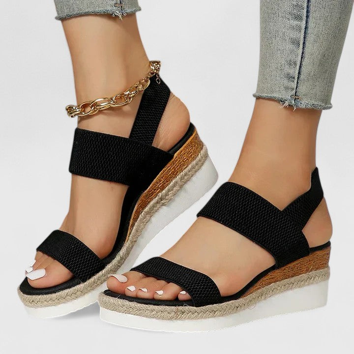 Emilia | Chic Open Toe Platform Espadrille Wedges