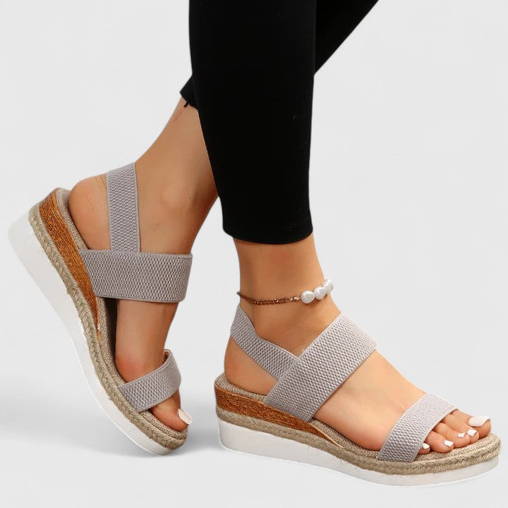 Emilia | Chic Open Toe Platform Espadrille Wedges