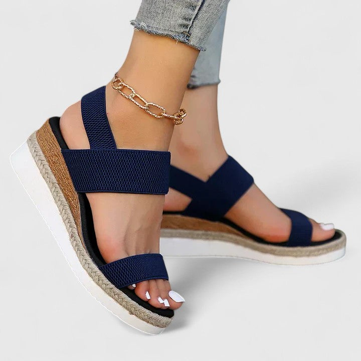 Emilia | Chic Open Toe Platform Espadrille Wedges