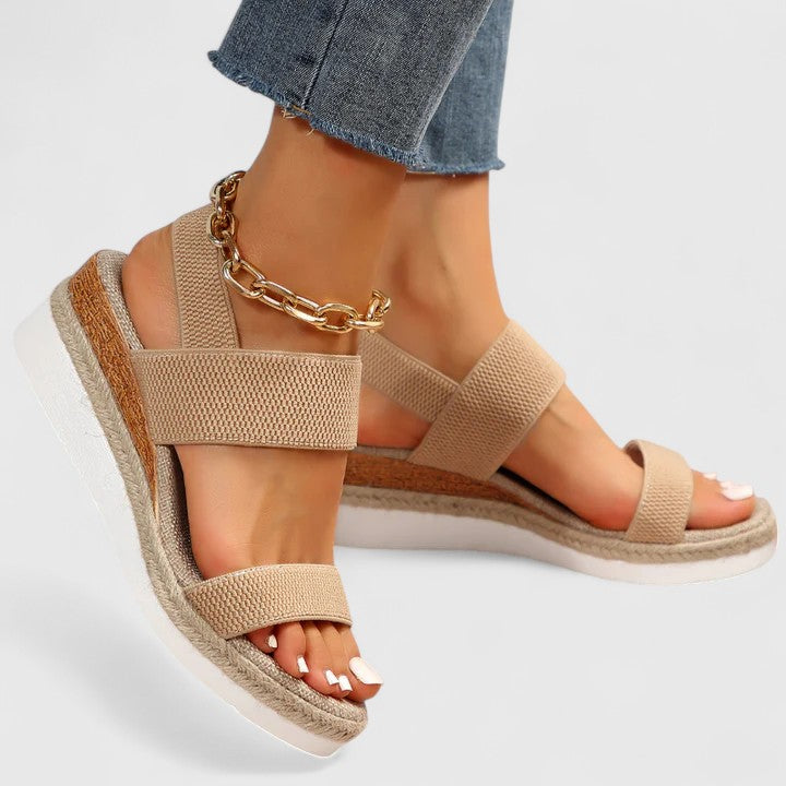 Emilia | Chic Open Toe Platform Espadrille Wedges